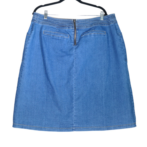 Universal Denim Skirt Womens Size 18 Blue Exposed Zipper Sexy Slit Pockets - Picture 6 of 8